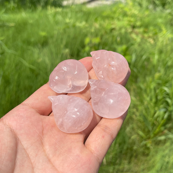 Natural Crystal Rose Quartz Sleeping Cat Carving