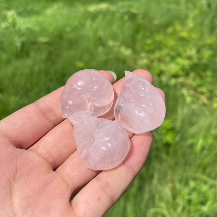 Natural Crystal Rose Quartz Sleeping Cat Carving
