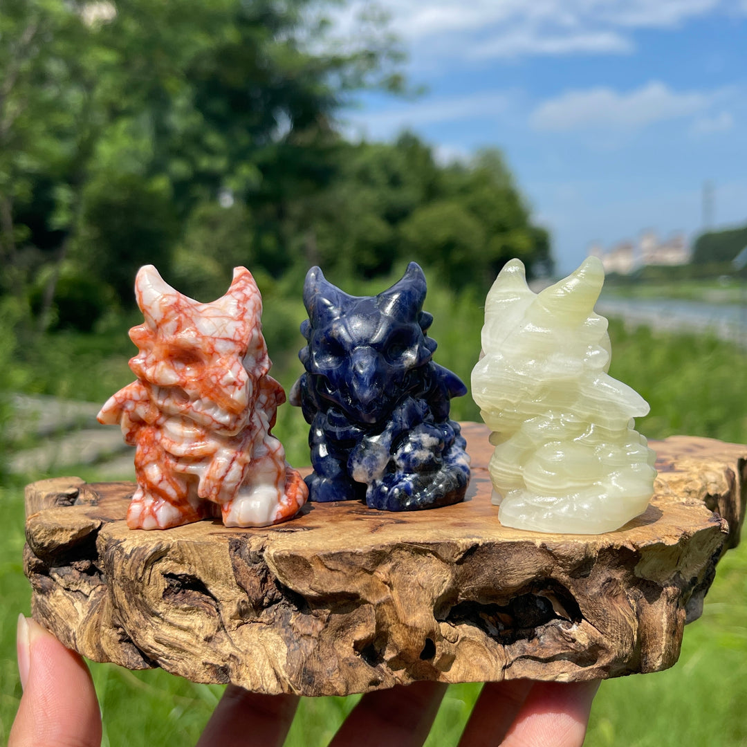 Natural Crystal Skull Dragon Carving