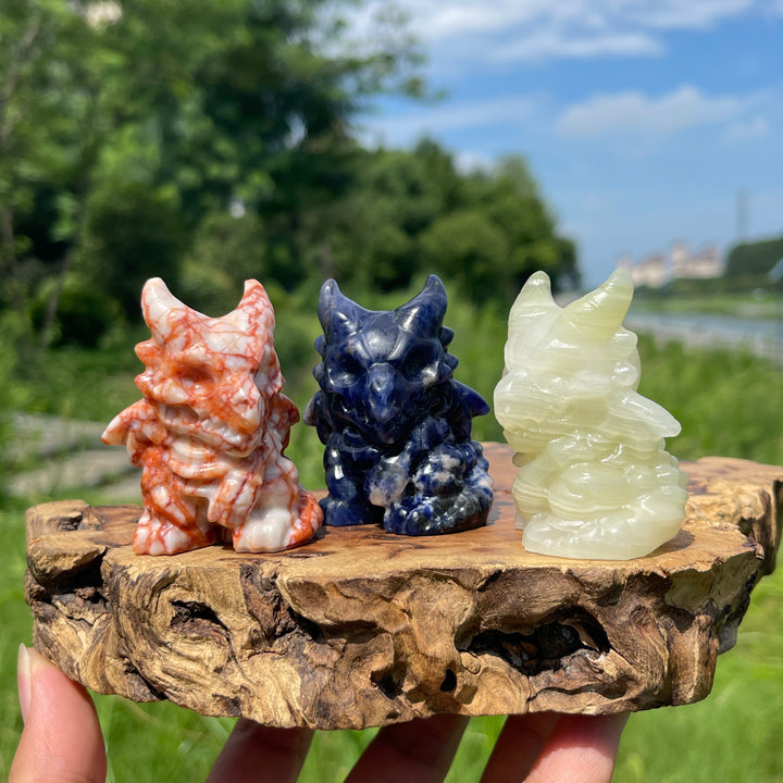 Natural Crystal Skull Dragon Carving