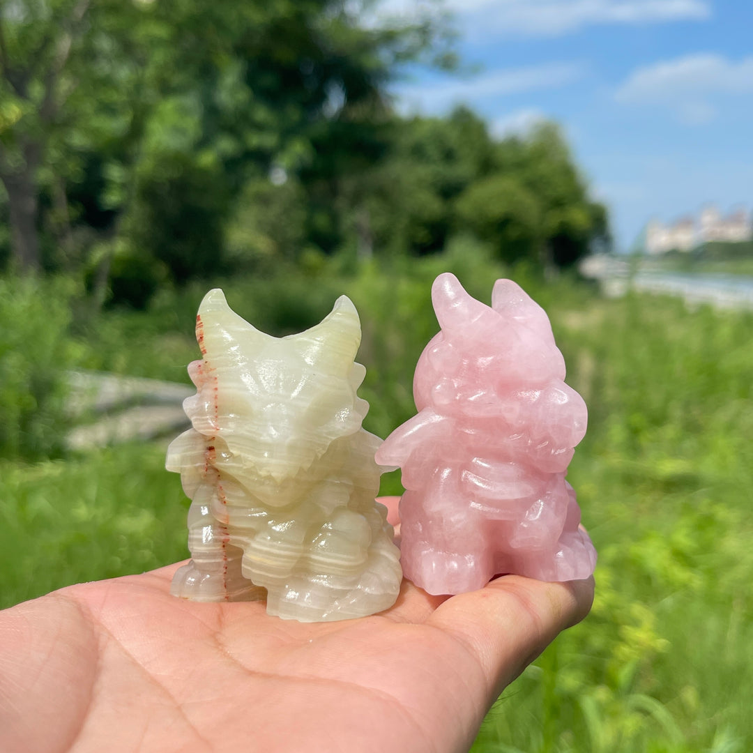 Natural Crystal Skull Dragon Carving