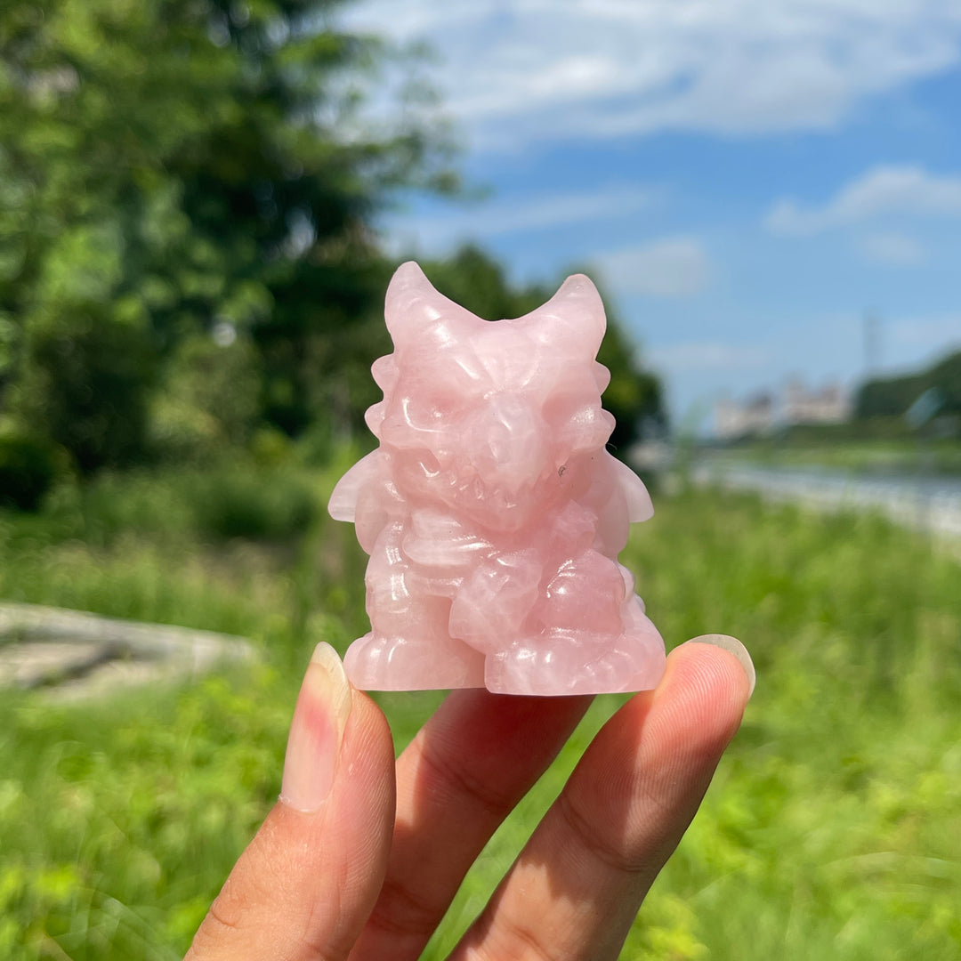 Natural Crystal Skull Dragon Carving