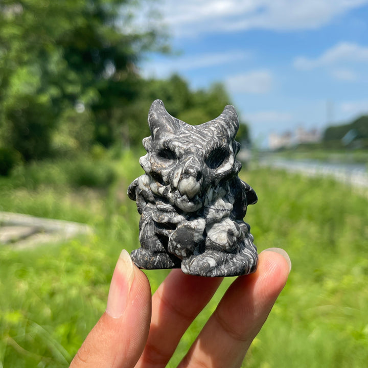 Natural Crystal Skull Dragon Carving