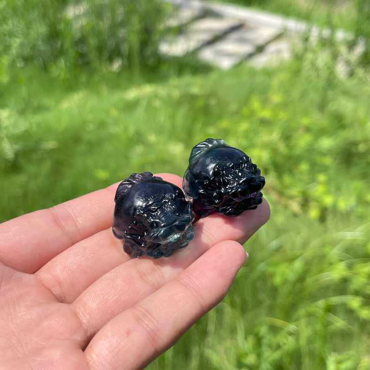 Natural Crystal Fluorite Mini Dragon Turtle Carving