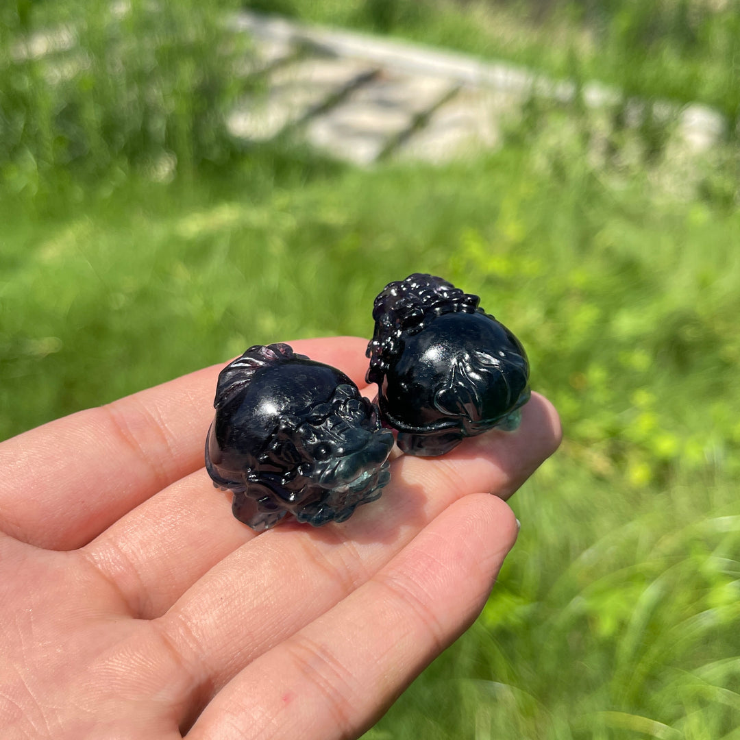 Natural Crystal Fluorite Mini Dragon Turtle Carving