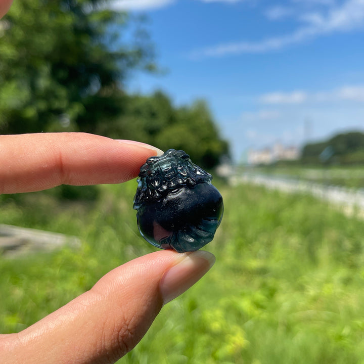 Natural Crystal Fluorite Mini Dragon Turtle Carving