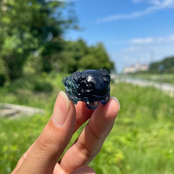 Natural Crystal Fluorite Mini Dragon Turtle Carving