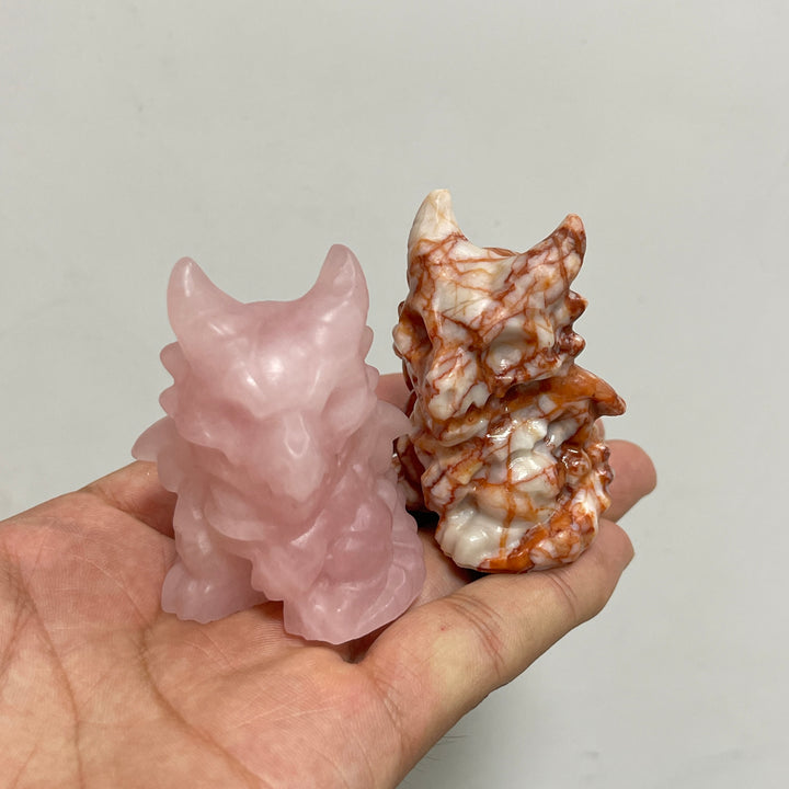 Natural Crystal Skull Dragon Carving