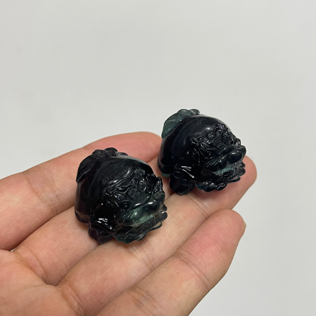 Natural Crystal Fluorite Mini Dragon Turtle Carving