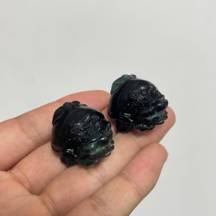 Natural Crystal Fluorite Mini Dragon Turtle Carving