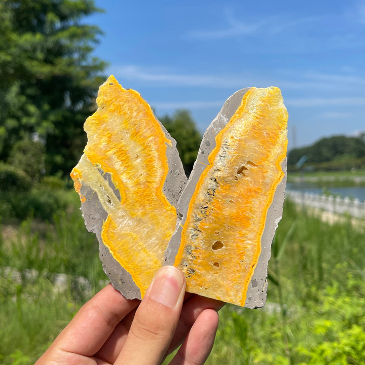 Natural Irregular Bumblebee Jasper Crystal Slice