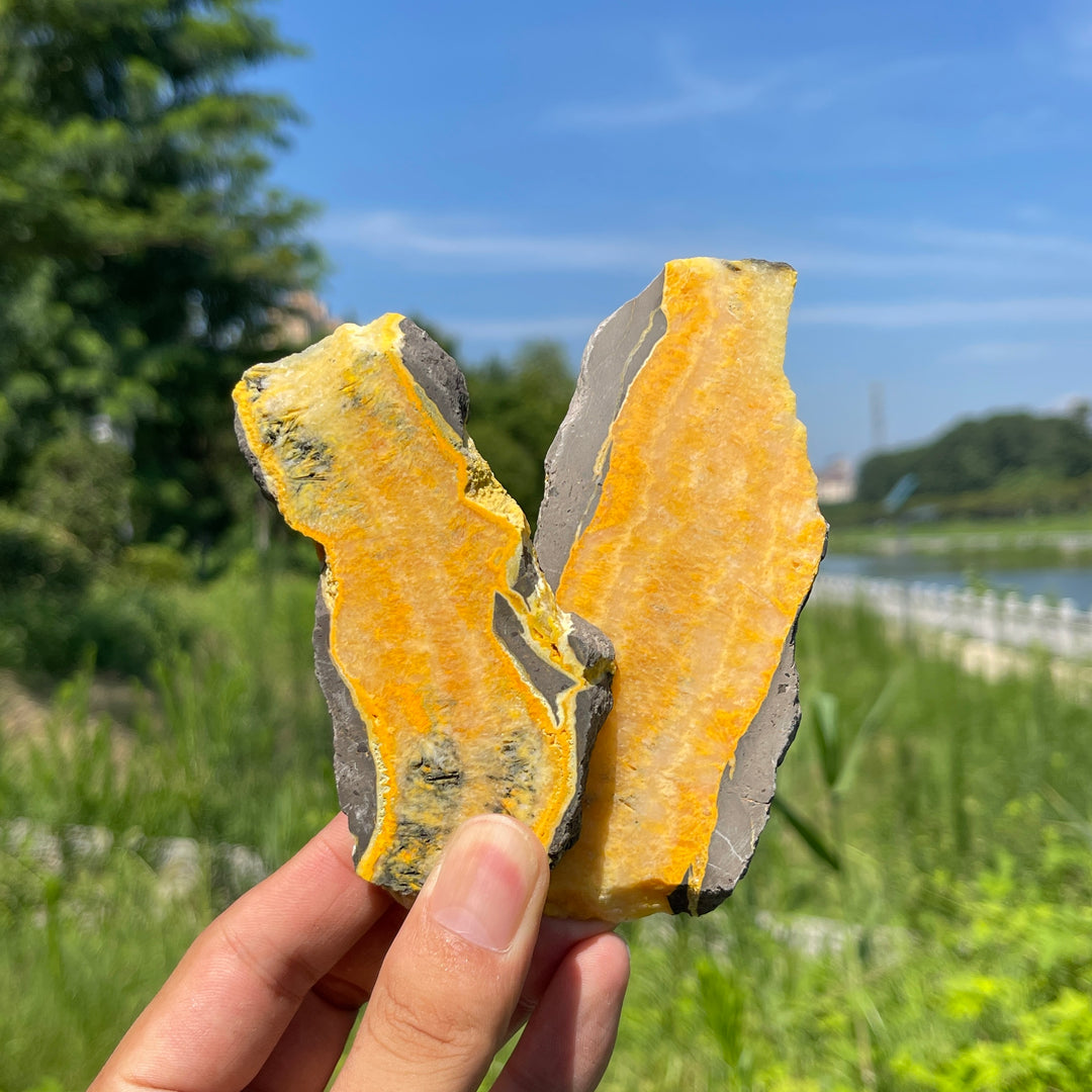 Natural Irregular Bumblebee Jasper Crystal Slice