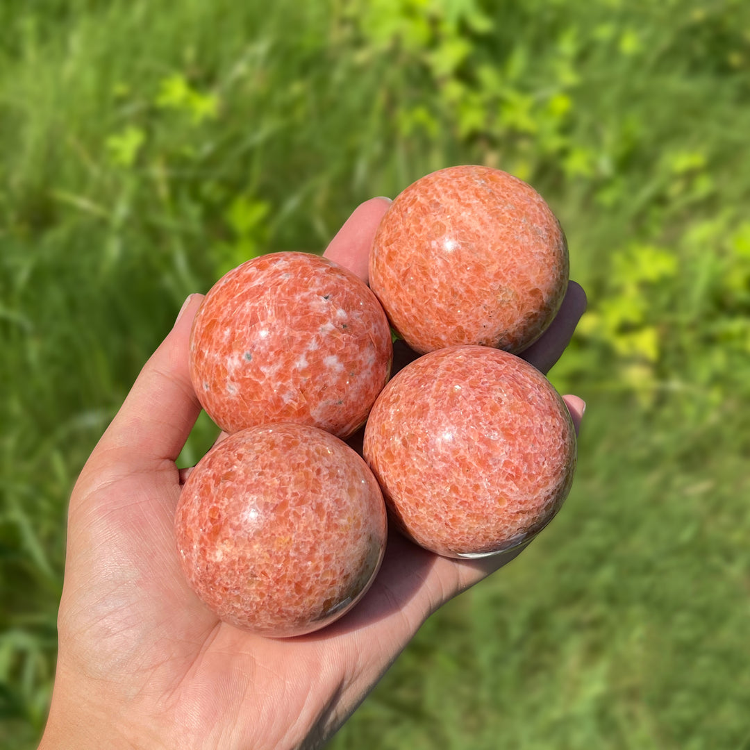 Natural Crystal Orange Calcite Sphere