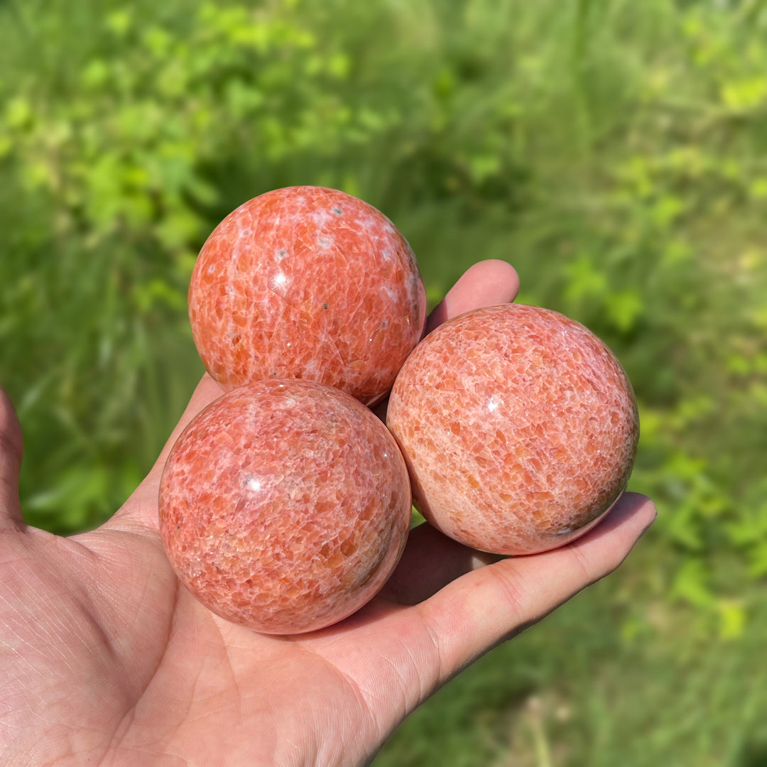 Natural Crystal Orange Calcite Sphere