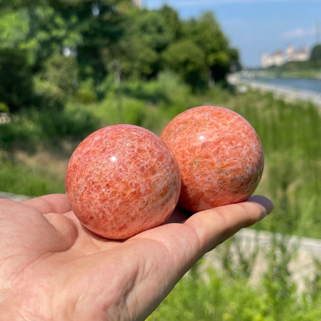 Natural Crystal Orange Calcite Sphere