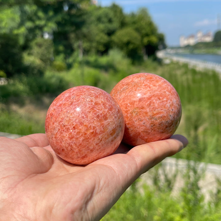 Natural Crystal Orange Calcite Sphere