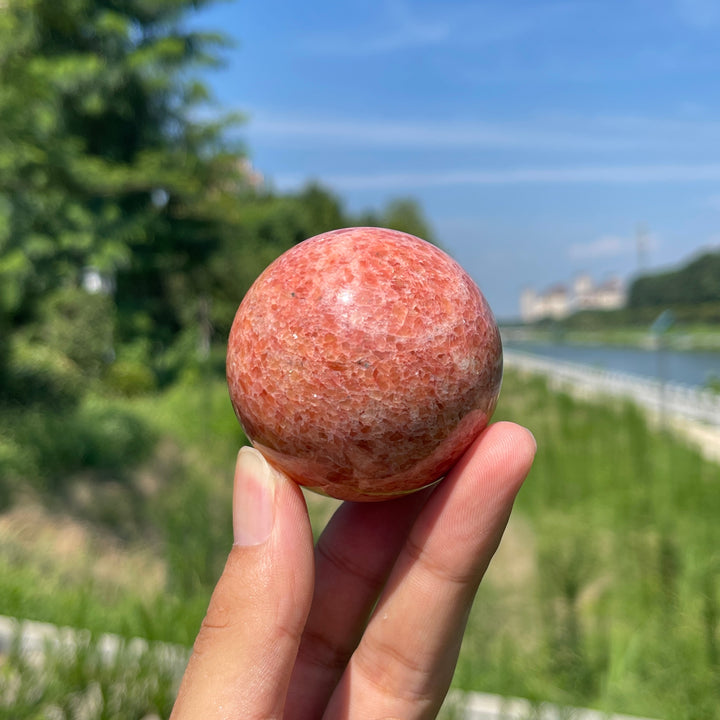 Natural Crystal Orange Calcite Sphere