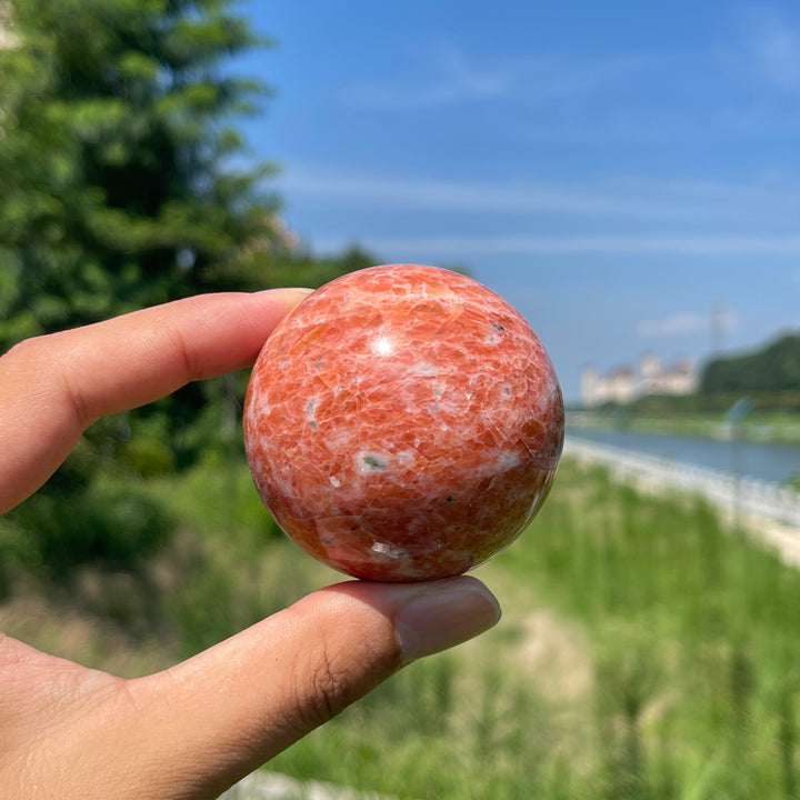 Natural Crystal Orange Calcite Sphere