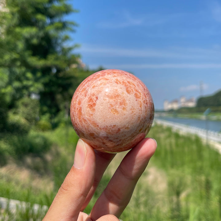 Natural Crystal Orange Calcite Sphere