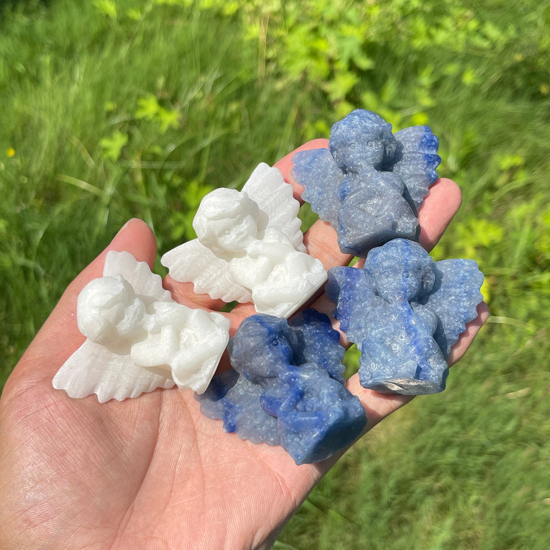 Natural Crystal Contemplative Cupid Carving