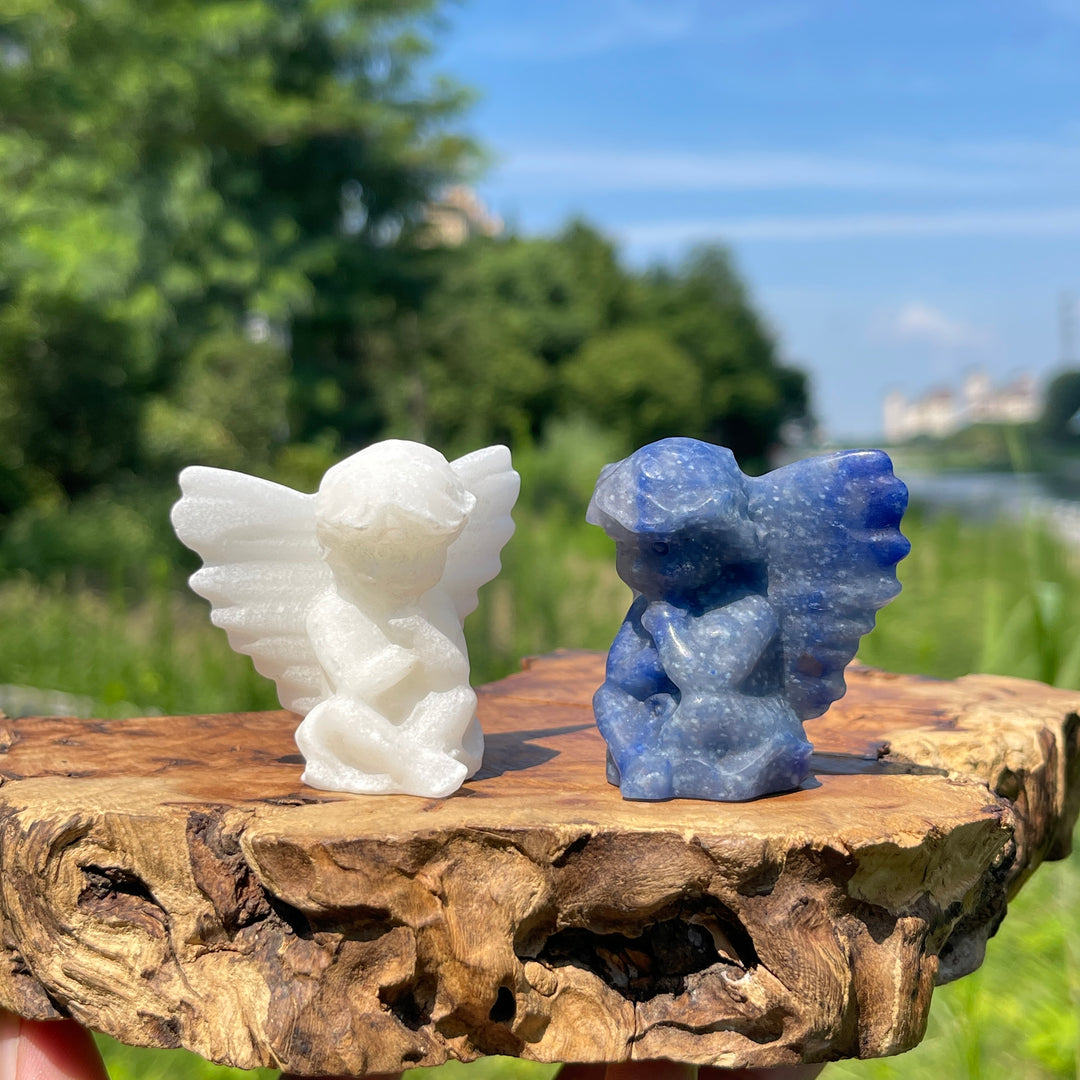 Natural Crystal Contemplative Cupid Carving
