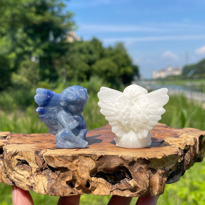 Natural Crystal Contemplative Cupid Carving