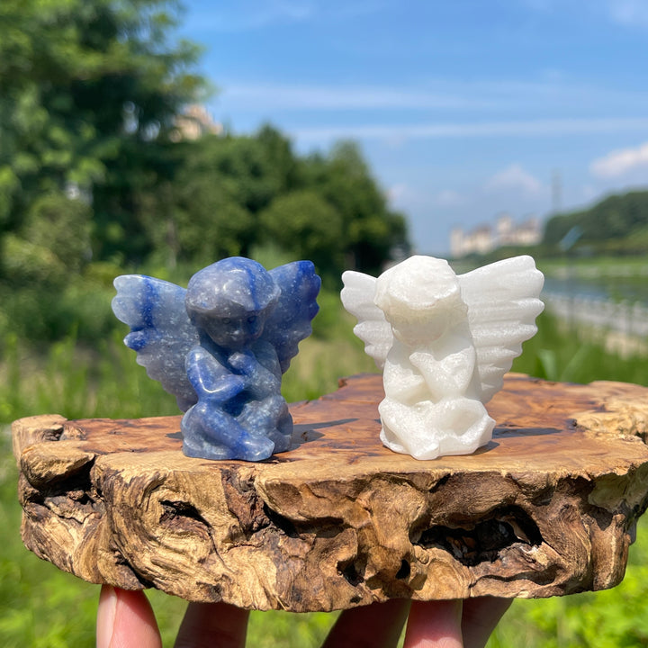 Natural Crystal Contemplative Cupid Carving
