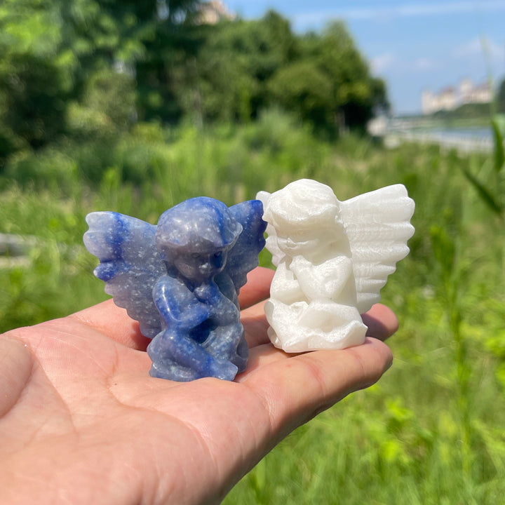 Natural Crystal Contemplative Cupid Carving