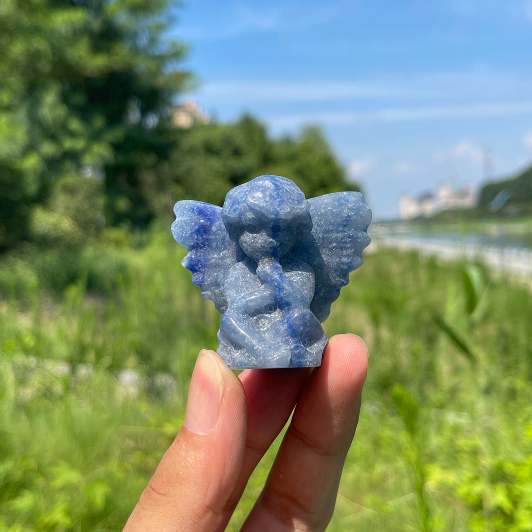Natural Crystal Contemplative Cupid Carving