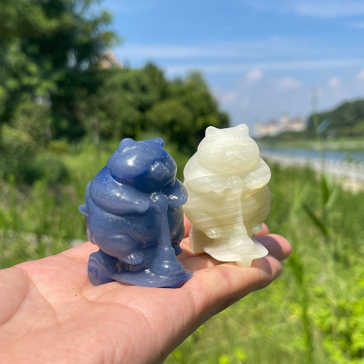 Natural Crystal Chubby Cat On Scooter Carving