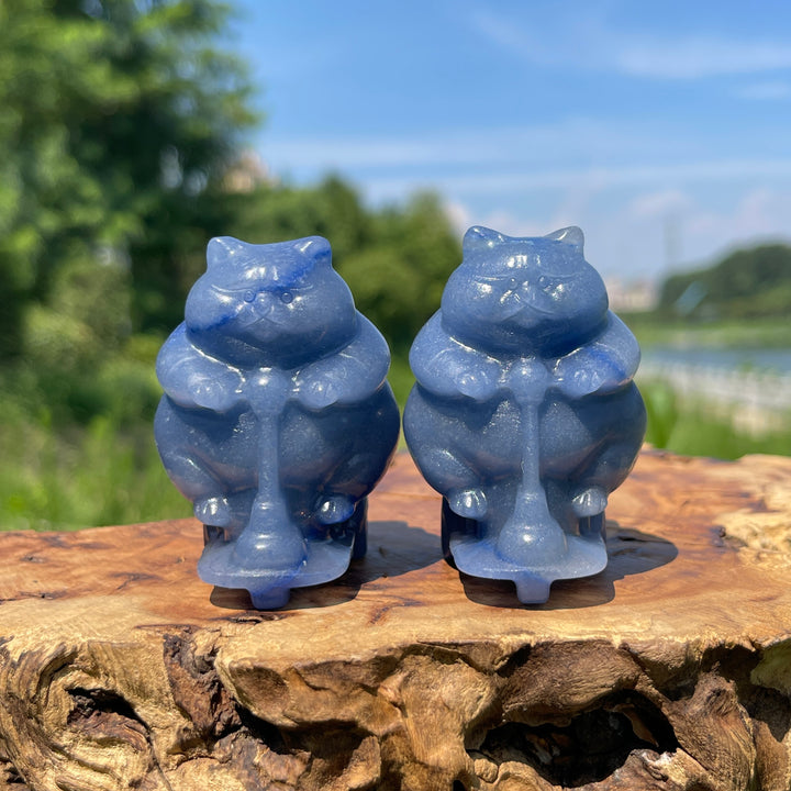 Natural Crystal Chubby Cat On Scooter Carving