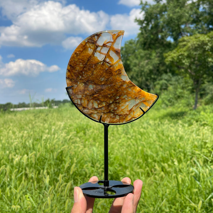 Unique,A Slightly Imperfect Natural Crystal Golden Healer Moon