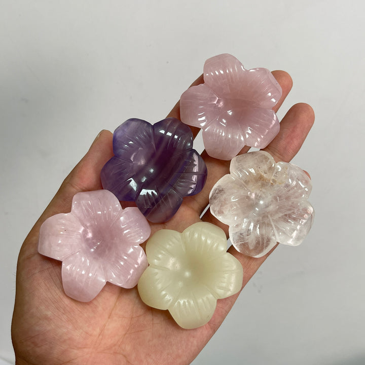 Natural Crystal Flower Sphere Holder