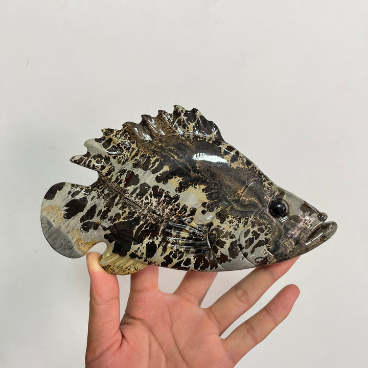 Unique,Natural Crystal Cute Picture Jasper Fish Carving