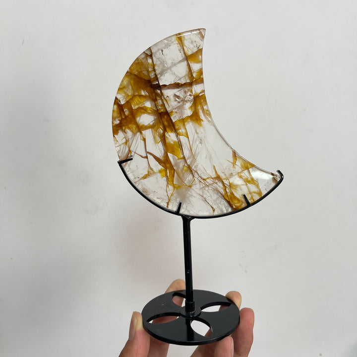 Unique,A Slightly Imperfect Natural Crystal Golden Healer Moon