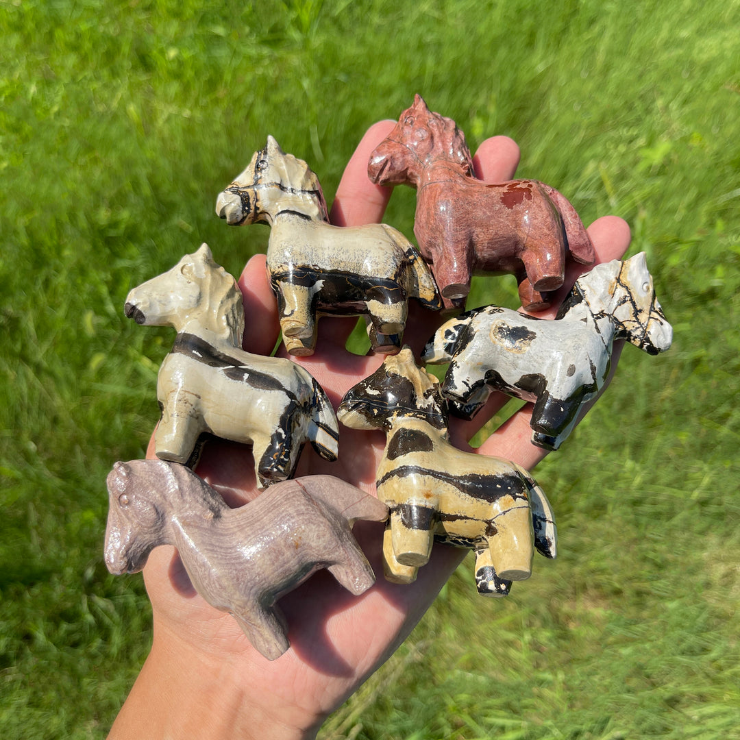 Natural Crystal Carving Picture Jasper Horse