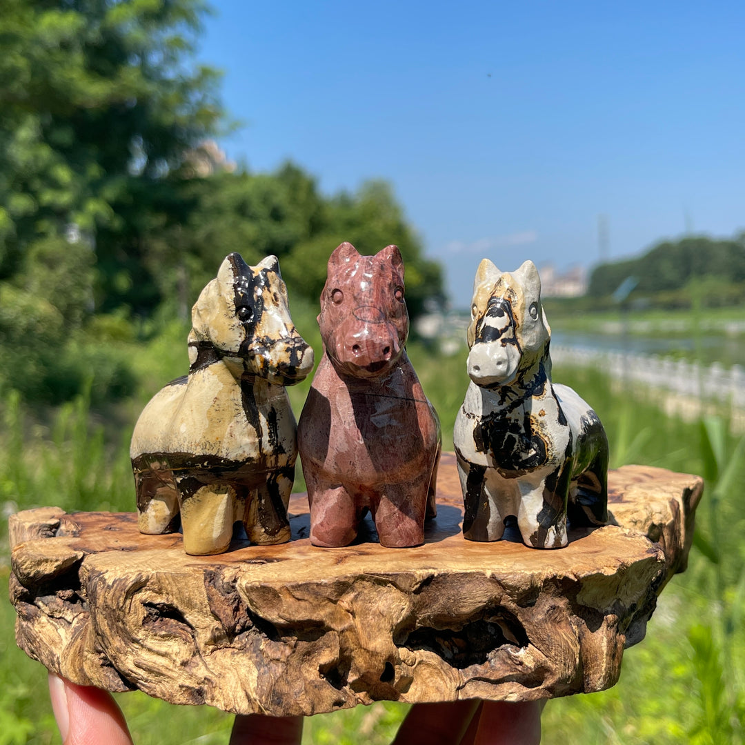 Natural Crystal Carving Picture Jasper Horse