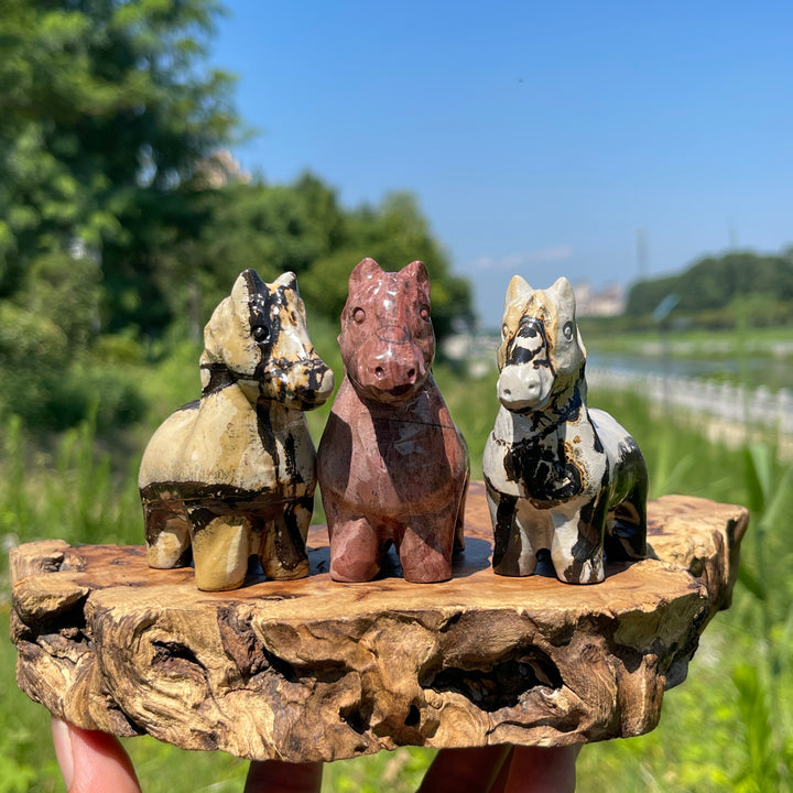 Natural Crystal Carving Picture Jasper Horse