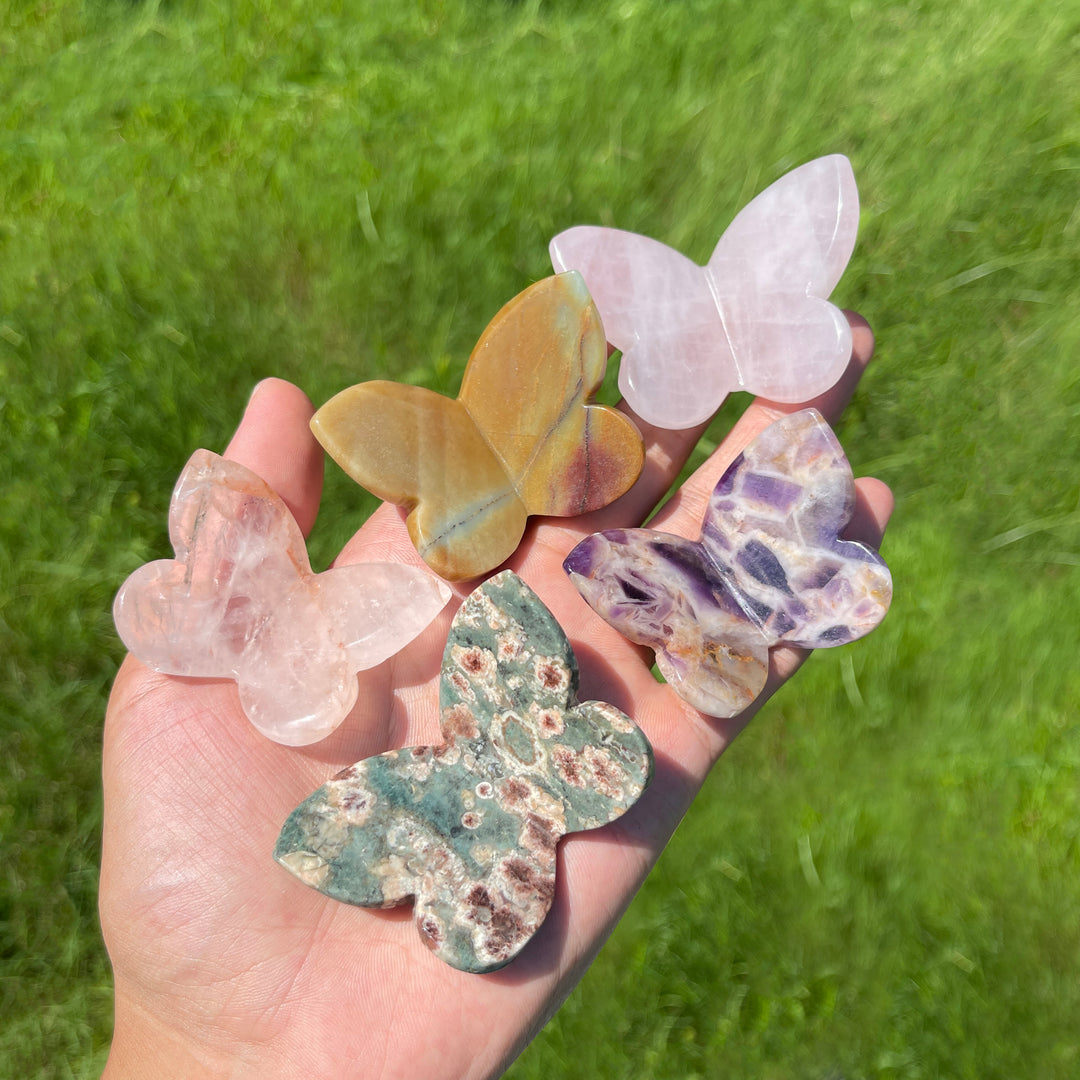 Natural Crystal Carved Stereoscopic Butterfly