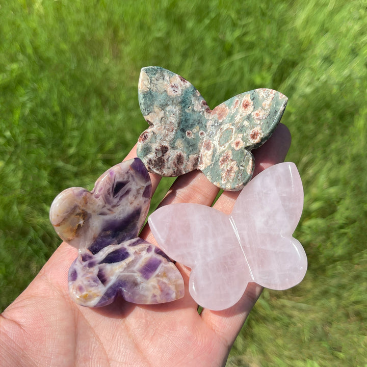 Natural Crystal Carved Stereoscopic Butterfly