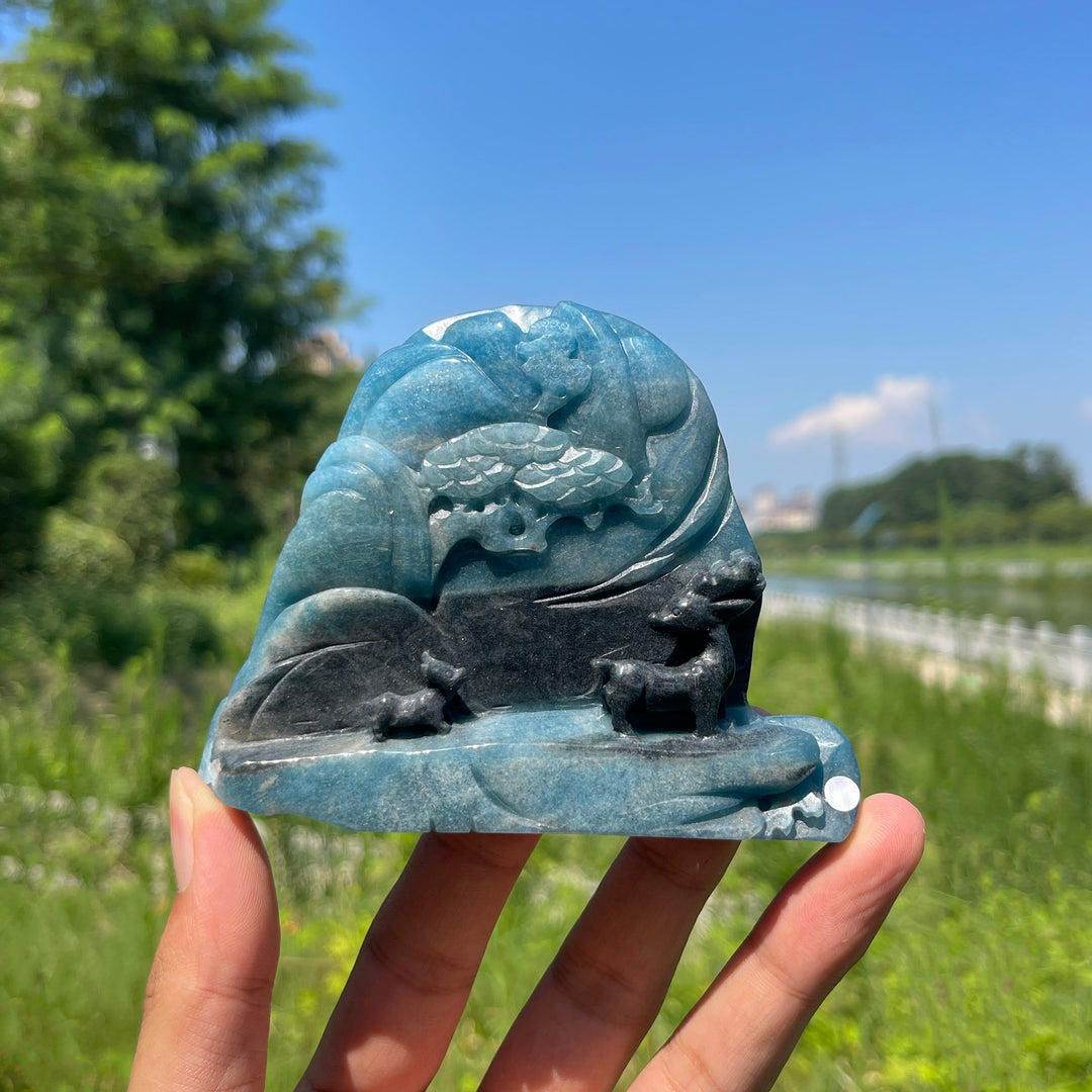 Unique,A Slightly Imperfect Natural Crystal Art rolleite Landscape Carving