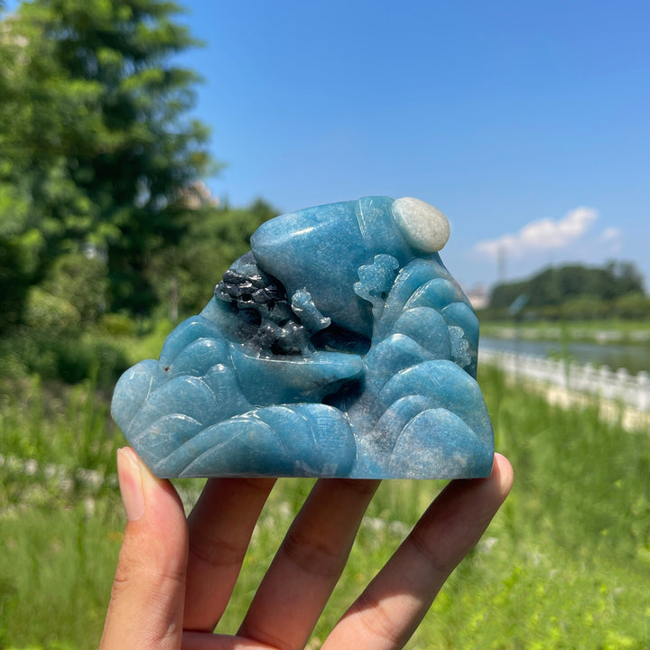 Unique,A Slightly Imperfect Natural Crystal Art rolleite Landscape Carving