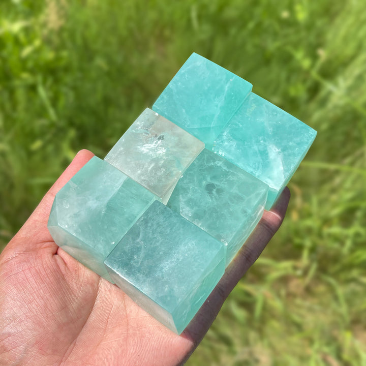 Natural Crystal Green Fluorite Cube