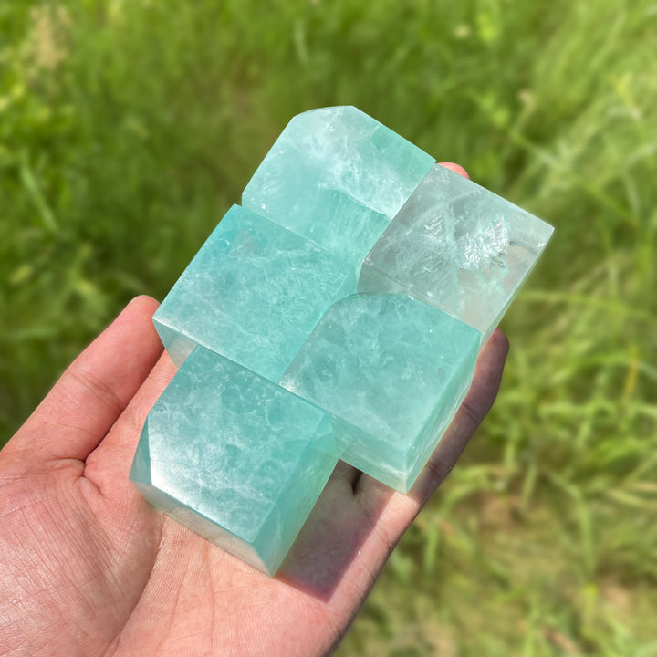 Natural Crystal Green Fluorite Cube