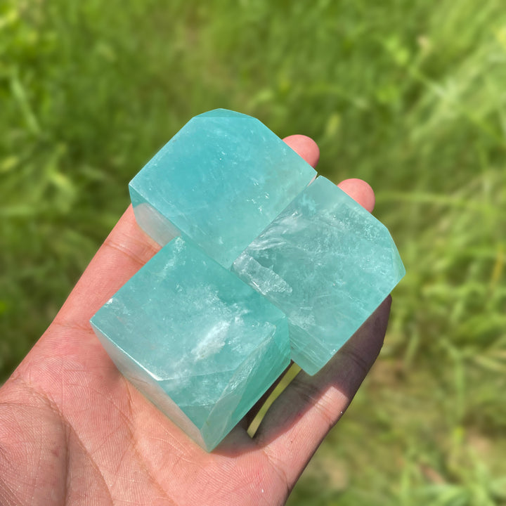 Natural Crystal Green Fluorite Cube