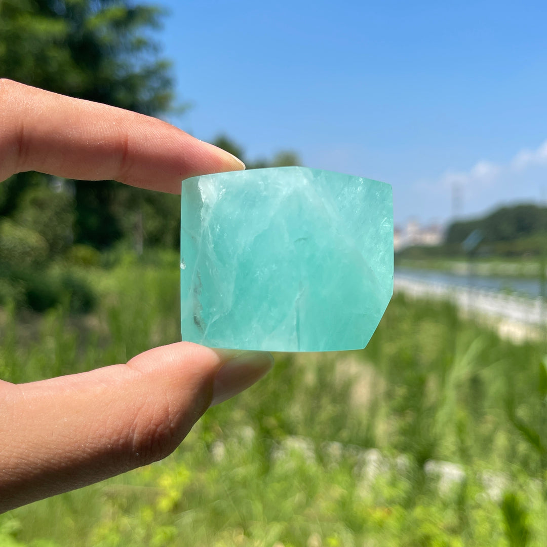 Natural Crystal Green Fluorite Cube