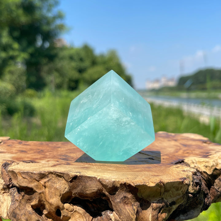 Natural Crystal Green Fluorite Cube