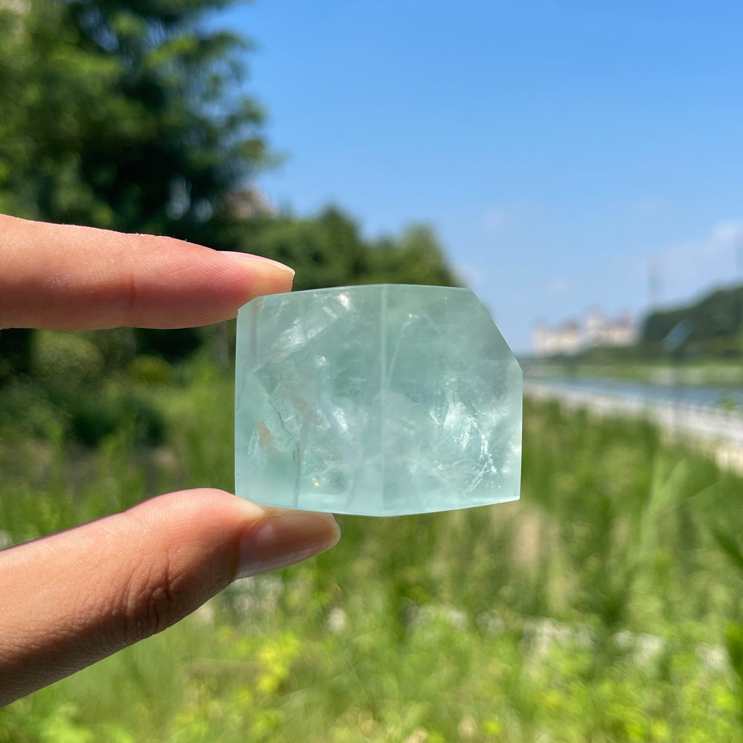 Natural Crystal Green Fluorite Cube