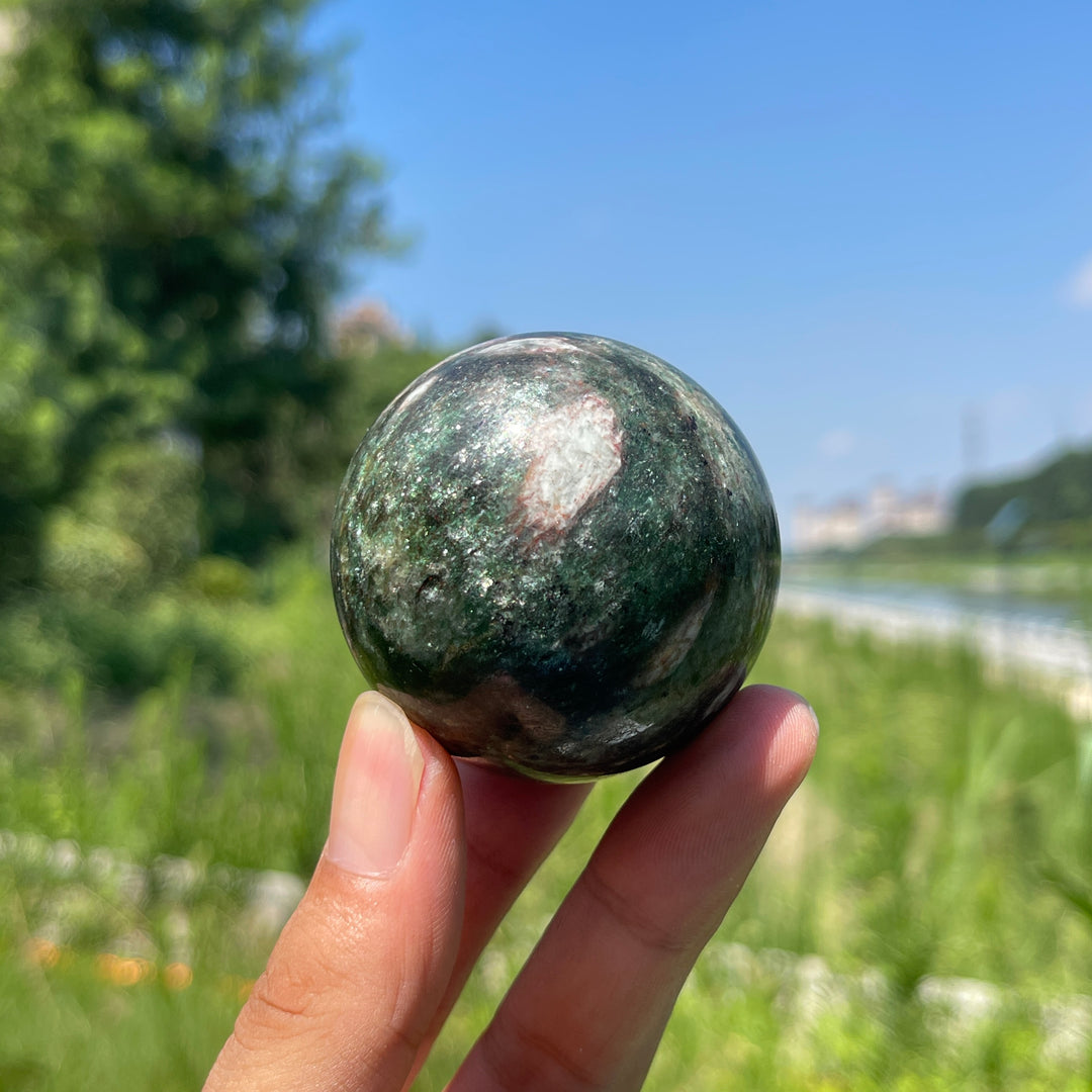 Natural Crystal Striking Fuchsite In Quartz Sphere