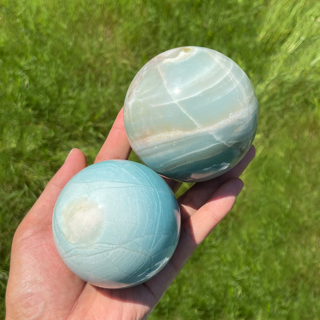 Unique,Natural Crystal Blue Quartzite Sphere
